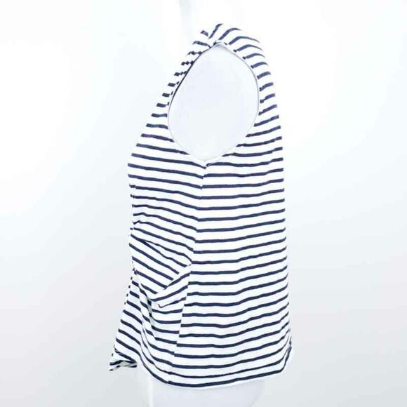 Mello Day Stripe Sleeveless Shirt Tank Black Sz 6 Shirt Ruched Side Casual Work - Picture 4 of 8